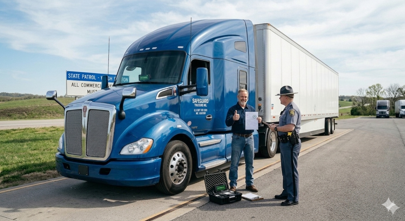 Happy truck driver